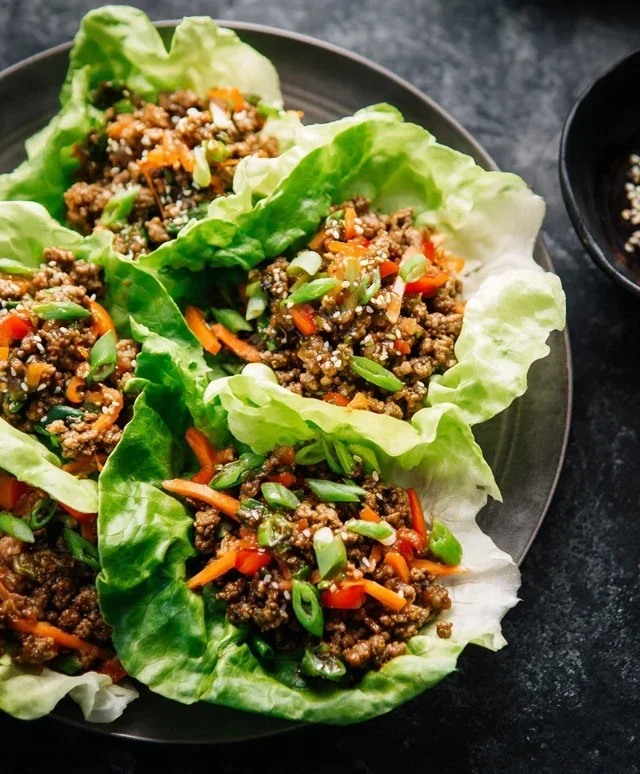Asian Style Ground Beef Lettuce Wraps