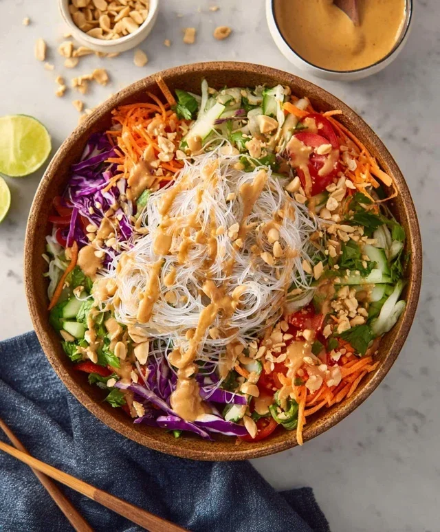 Spring Roll Salad with Peanut Dressing, gluten-free
