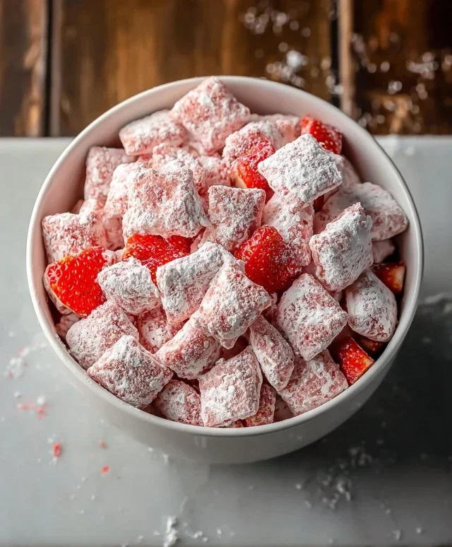 Easy Strawberry Shortcake Puppy Chow