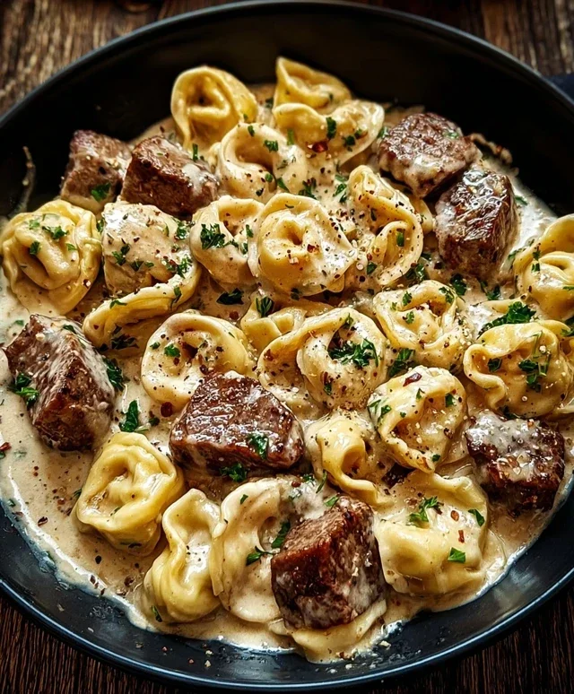 Cracked Garlic Steak Tortellini in Creamhouse Sauce Bliss