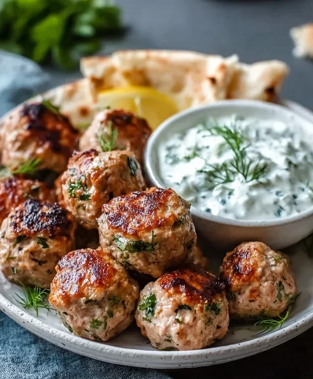Greek Turkey Meatballs with Tzatziki