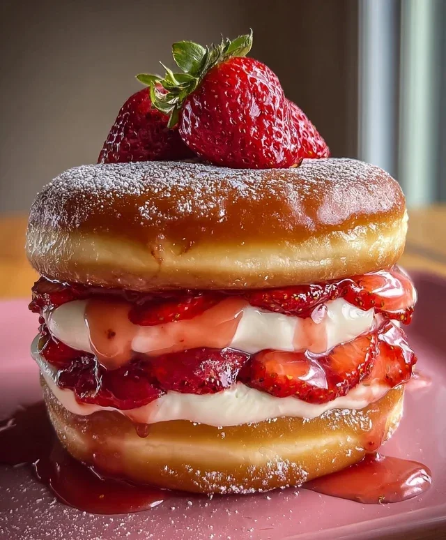 Strawberry Cheesecake Doughnut Burger