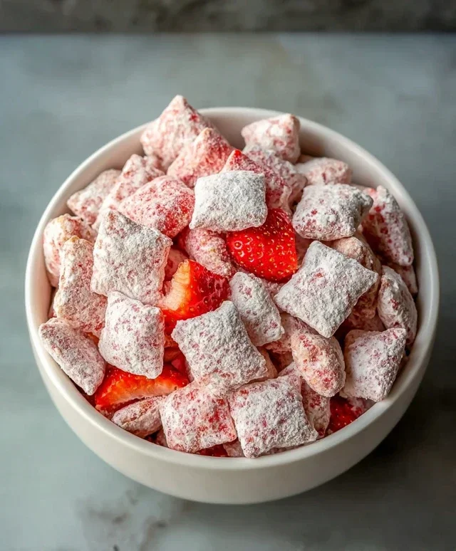 Easy Strawberry Shortcake Puppy Chow
