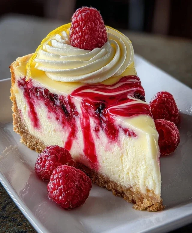 Raspberry Lemon White Chocolate Cheesecake