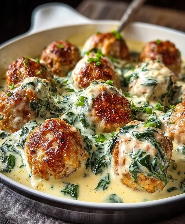 Southern Style Baked Chicken Ricotta Meatballs with Spinach Alfredo