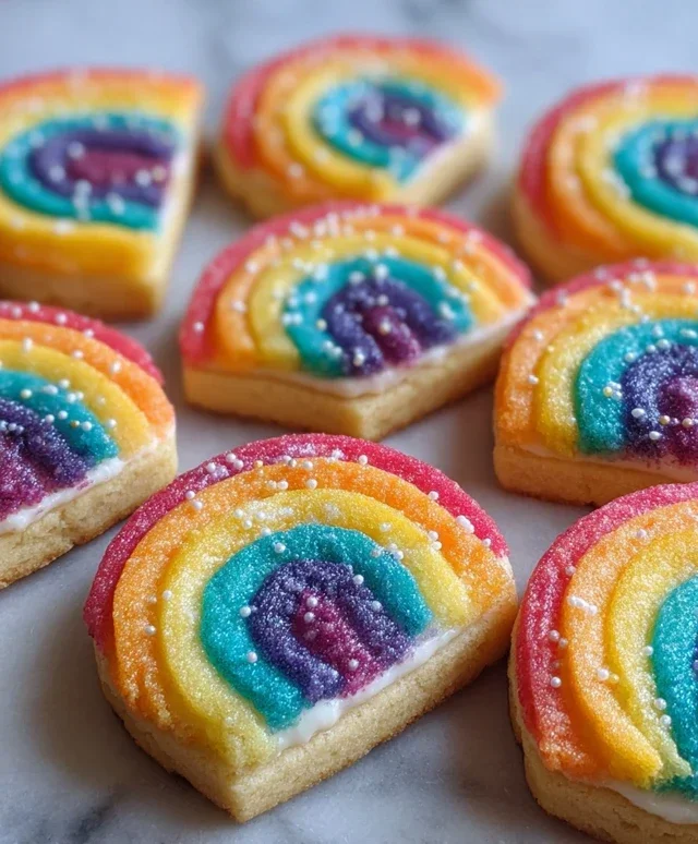 Piped Rainbow Shortbread Cookies