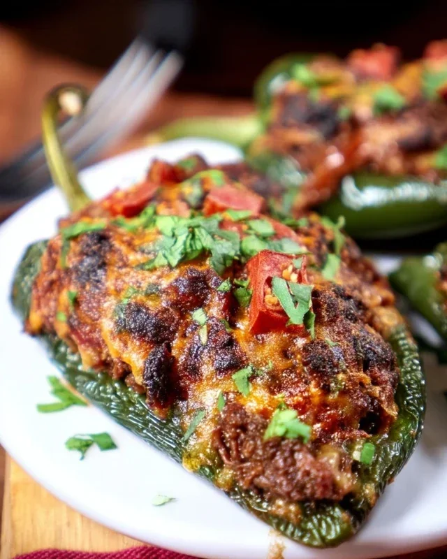 Brisket Stuffed Poblano Peppers