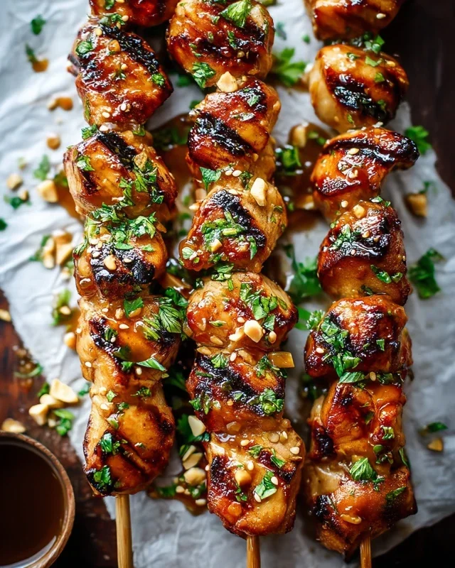 Easy Grilled Asian Chicken Skewers with Honey Garlic Sauce
