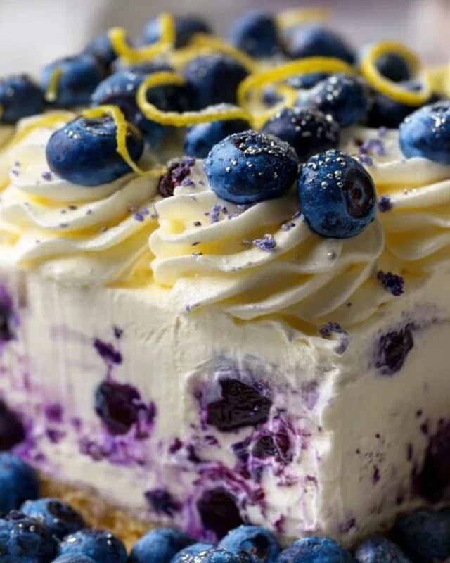 No-Bake Lemon dazzling Blueberry cream Cake