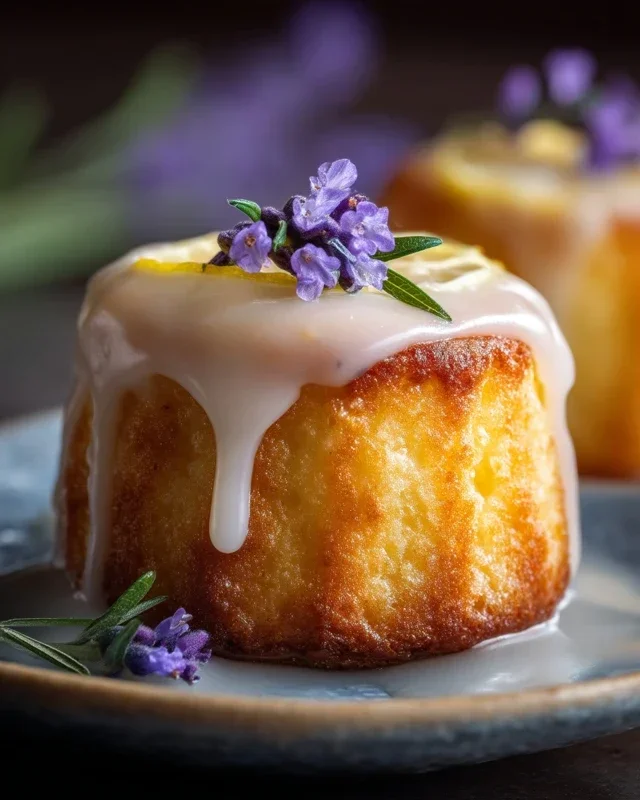 Mini Lemon Cakes With Lavender Glaze