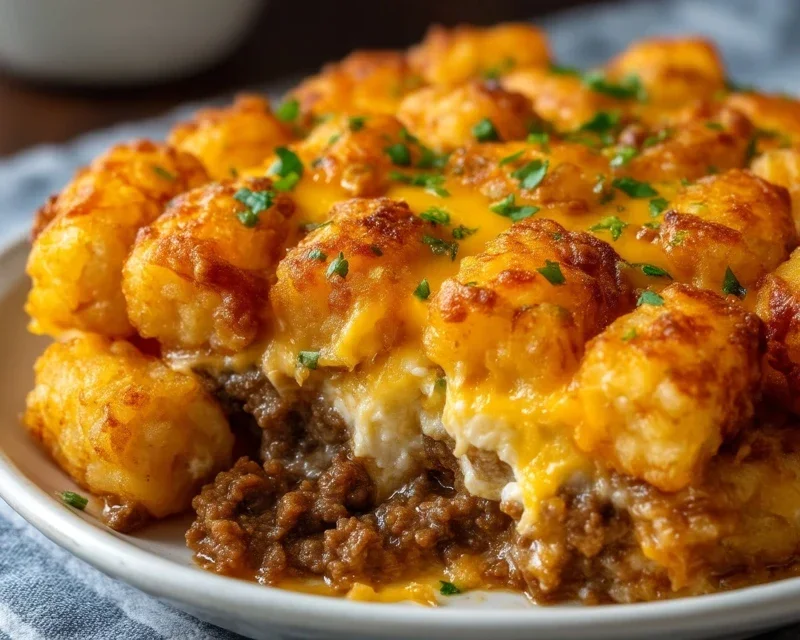 Tater Tot Casserole with Ground Beef