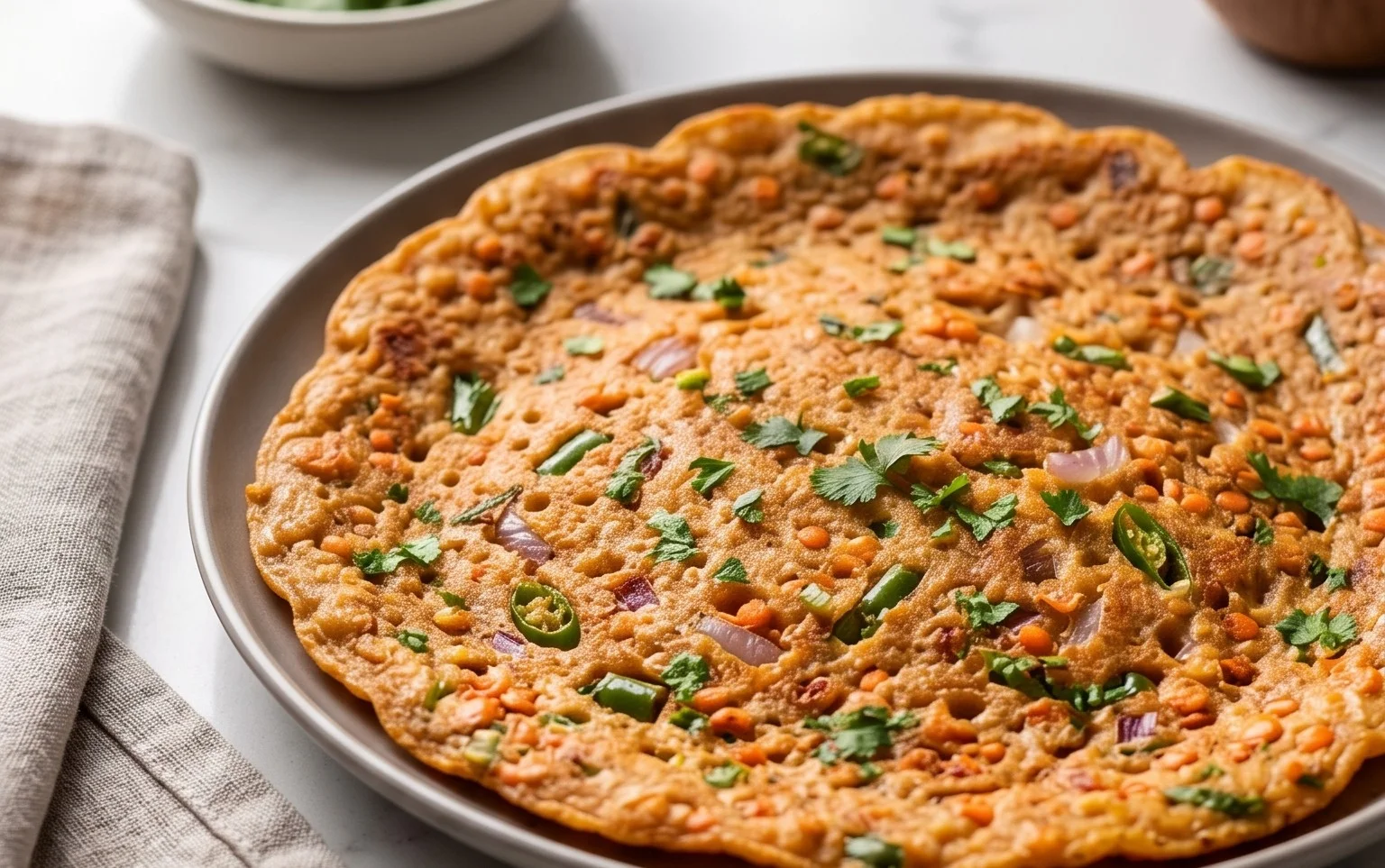 Masoor Dal Chilla | Savory Red Lentil Pancakes