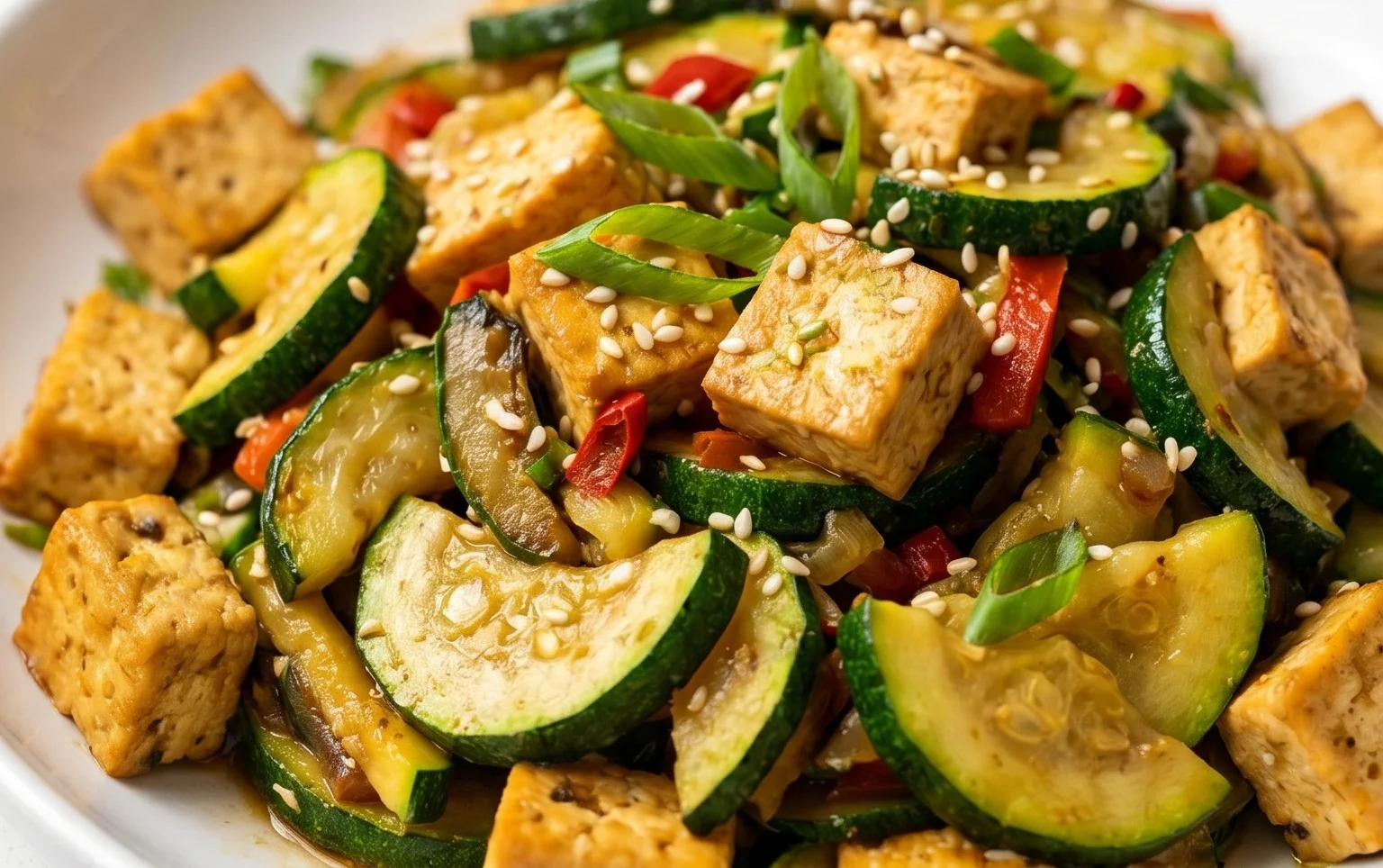 Zucchini Stir Fry With Tofu (Vegan)