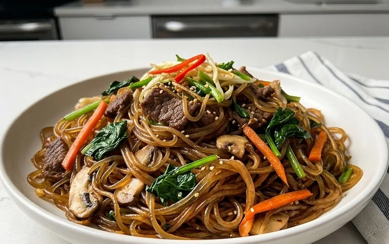 Japchae (Korean Glass Noodle Stir Fry)