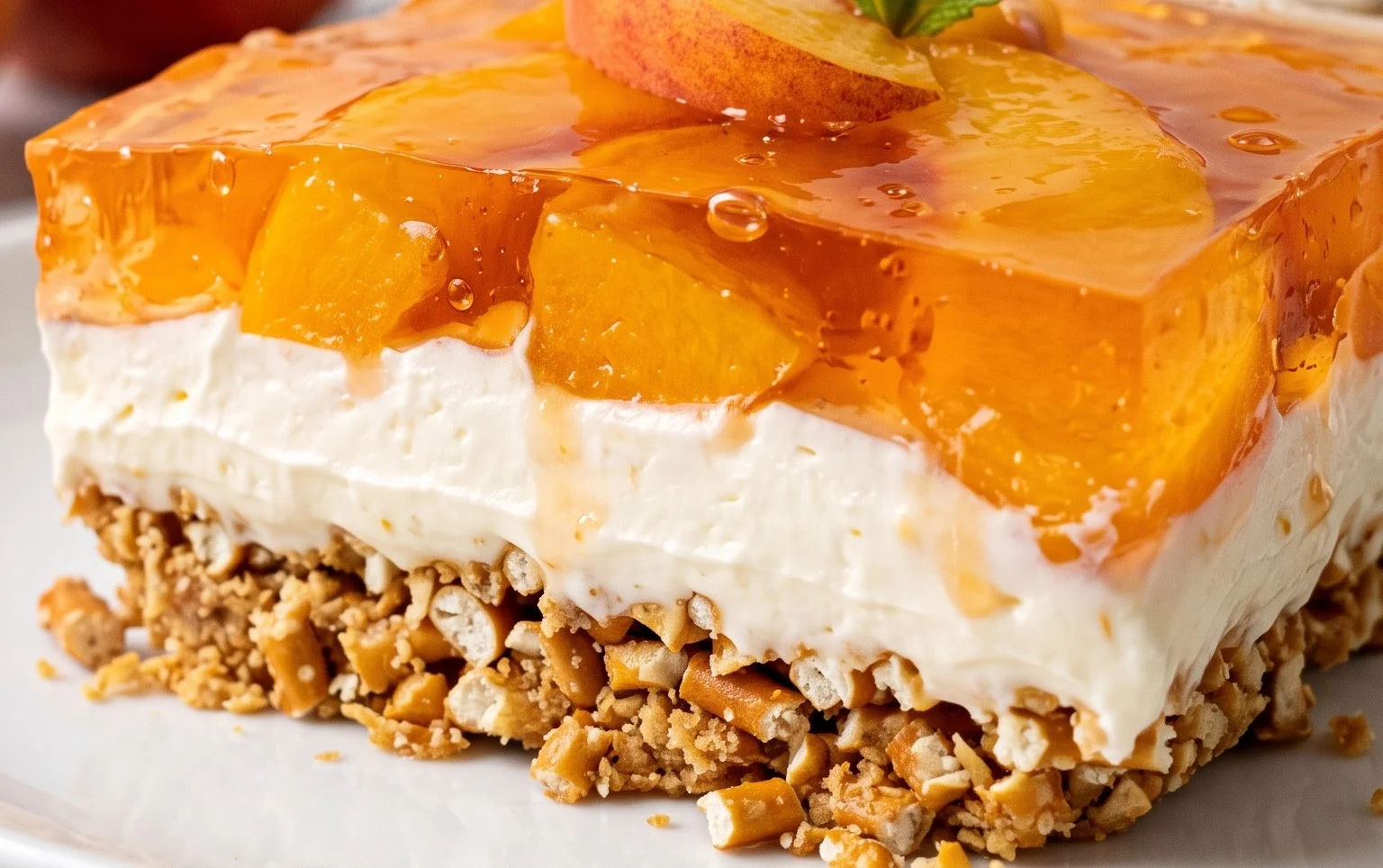 Peach Pretzel Salad Dessert