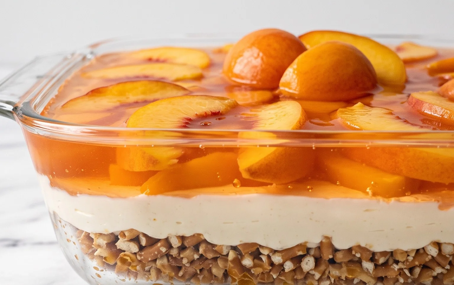 Peach Pretzel Salad Dessert