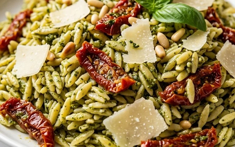 Sun Dried Tomato Orzo Pesto Salad
