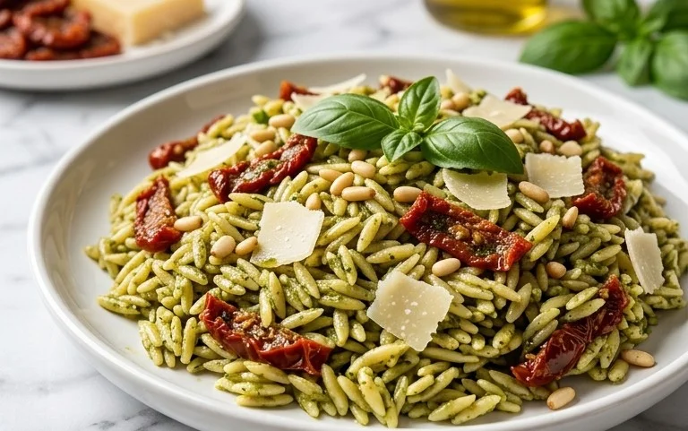 Sun Dried Tomato Orzo Pesto Salad