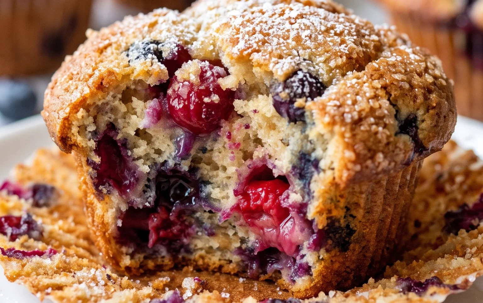 Bakery Style Mixed Berry Muffins | with Frozen Berries