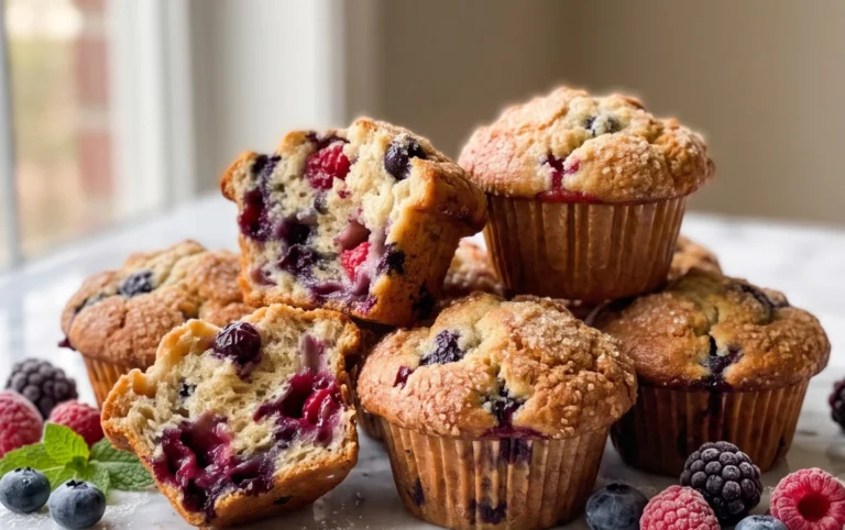 Bakery Style Mixed Berry Muffins | with Frozen Berries