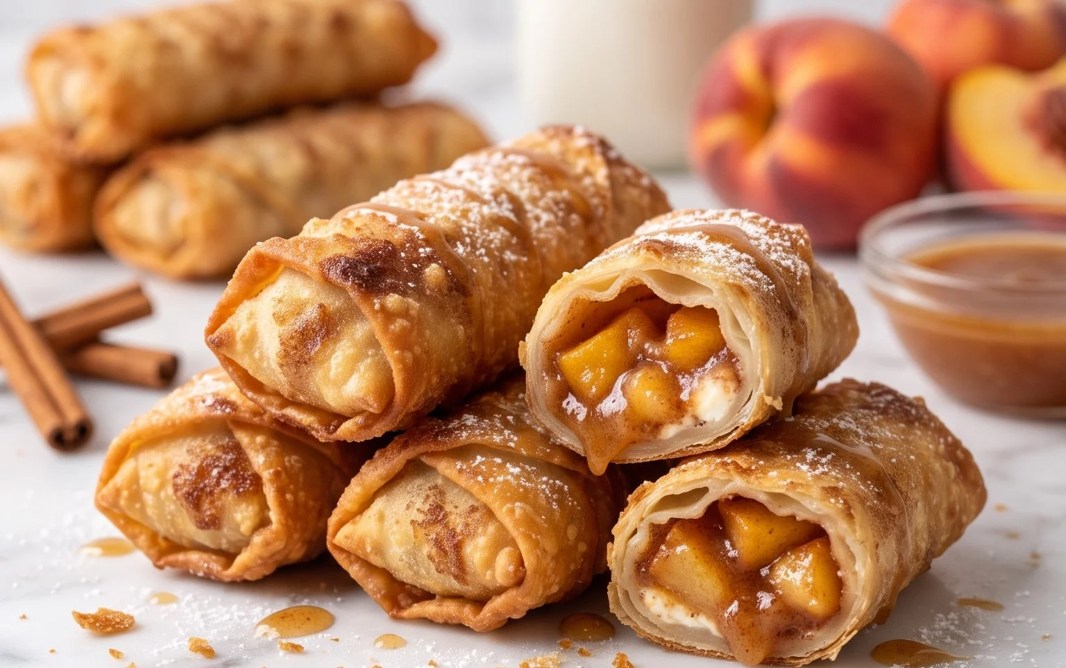 Peach Cobbler Egg Rolls