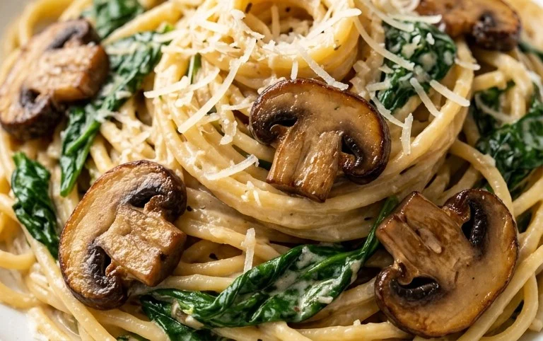 Parmesan Spinach Mushroom Pasta Skillet