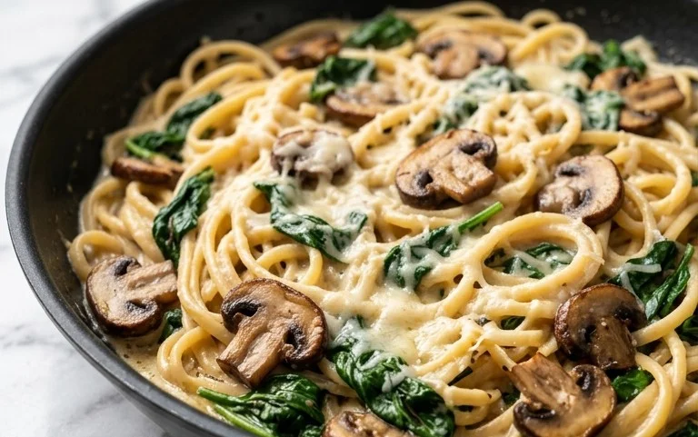 Parmesan Spinach Mushroom Pasta Skillet