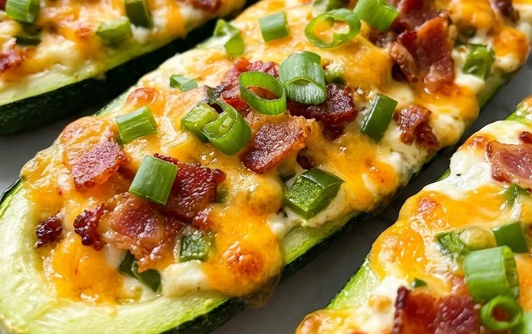 Jalapeno Popper Zucchini Boats