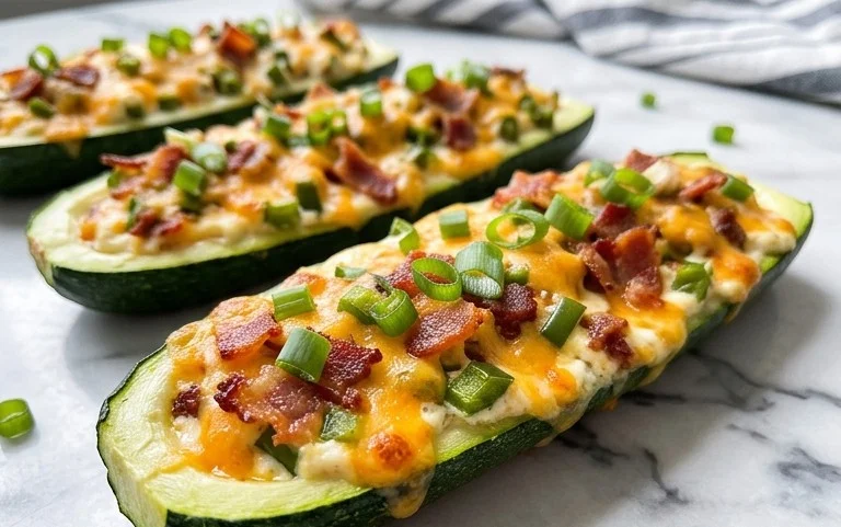 Jalapeno Popper Zucchini Boats