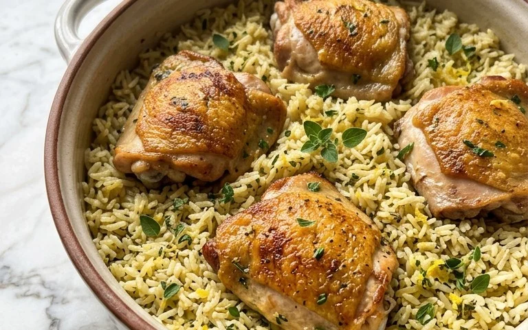 Greek Chicken and Lemon Rice (30 Minutes, One-Pot)