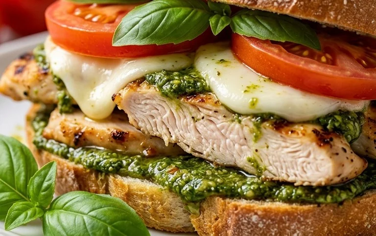 Chicken Pesto Caprese Sandwich