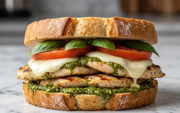 Chicken Pesto Caprese Sandwich