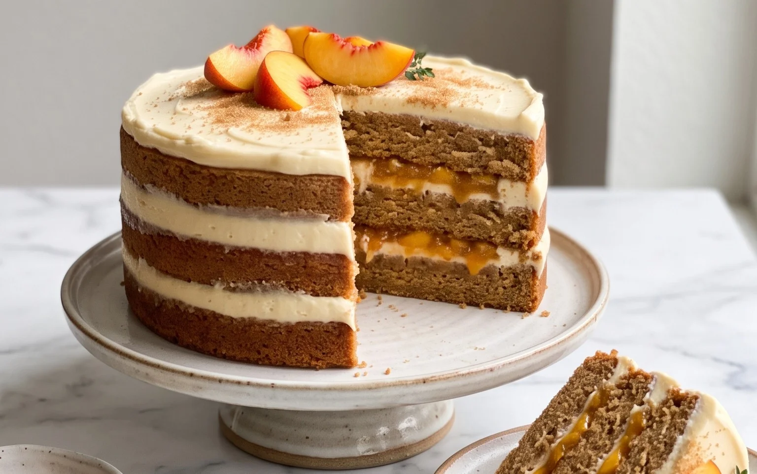 Brown Sugar Layer Cake with Peach Filling
