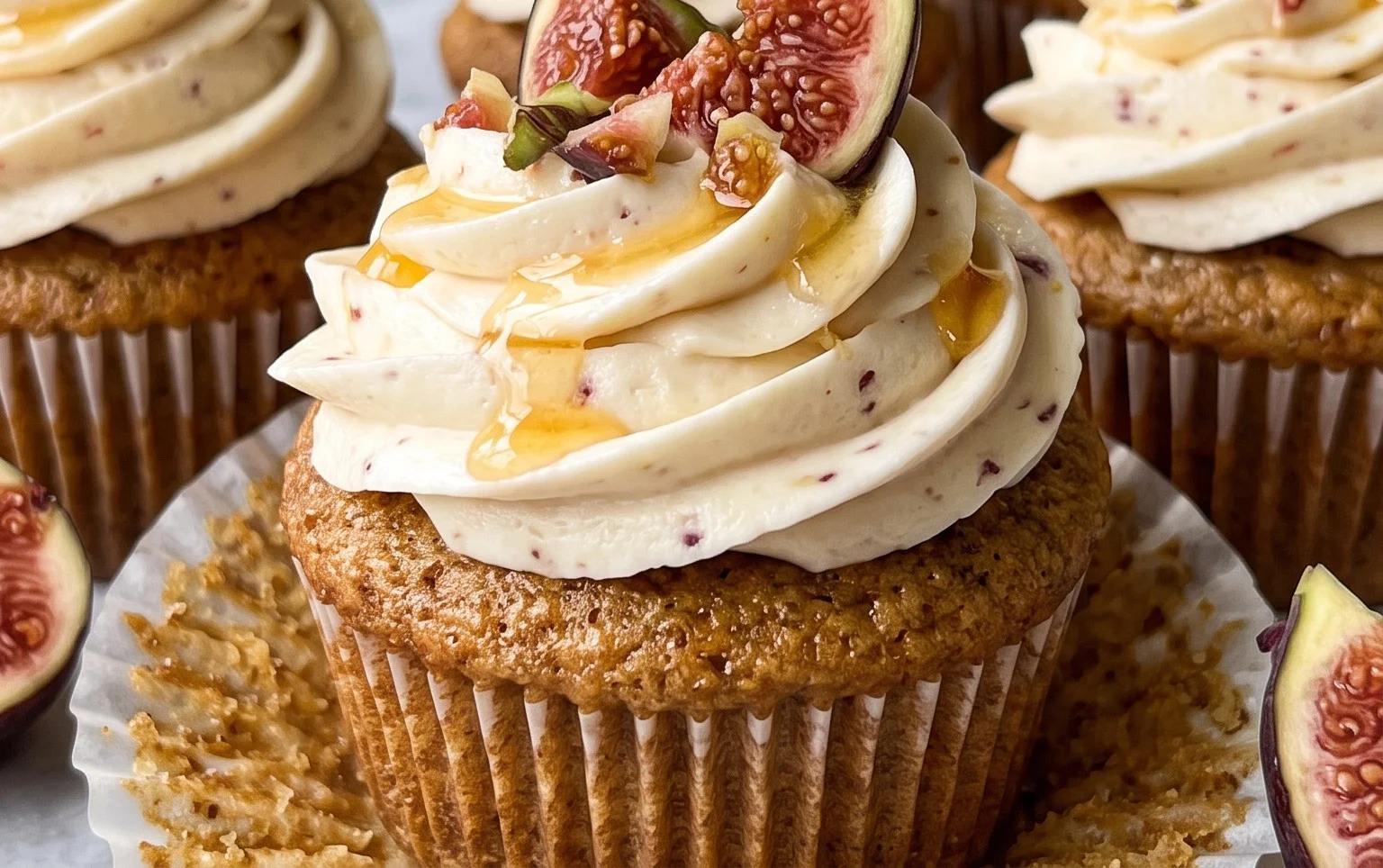 Fig Cupcakes with Honey Cream Cheese Frosting