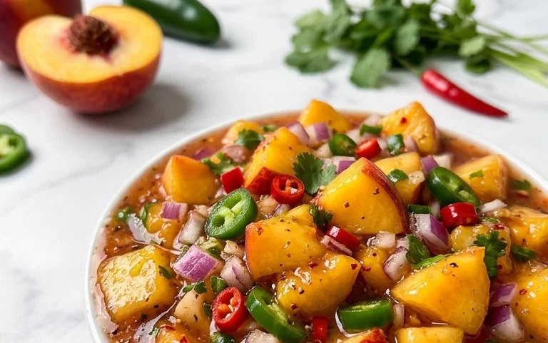 Sweet & Spicy Peach Salsa Canning Recipe