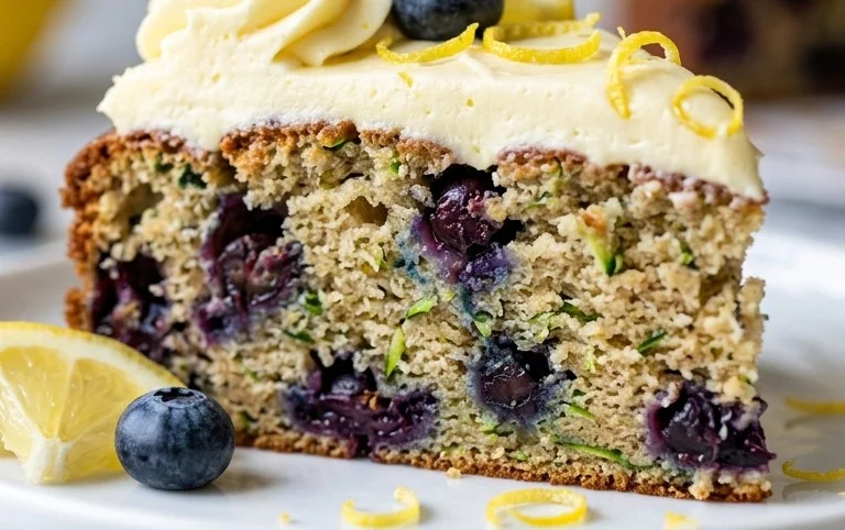 Blueberry Zucchini Cake with Lemon Buttercream