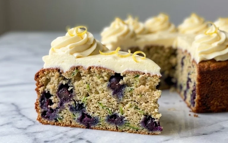 Blueberry Zucchini Cake with Lemon Buttercream